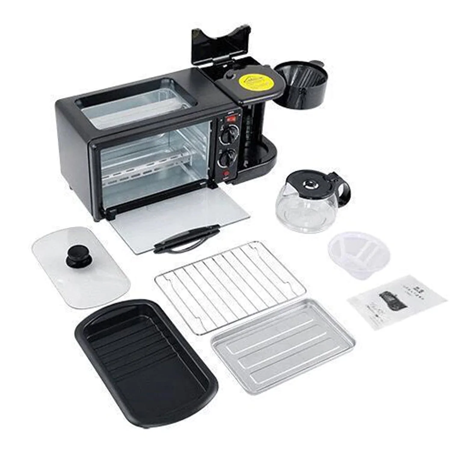 3 in 1 Breakfast Maker Portable Toaster Oven, Grill Pan & Coffee Maker Full Breakfast Ready at One Go - Image 3