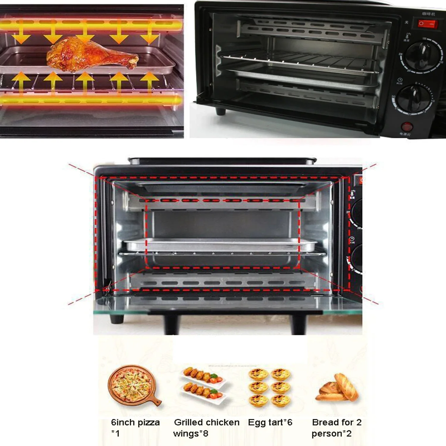 3 in 1 Breakfast Maker Portable Toaster Oven, Grill Pan & Coffee Maker Full Breakfast Ready at One Go - Image 4