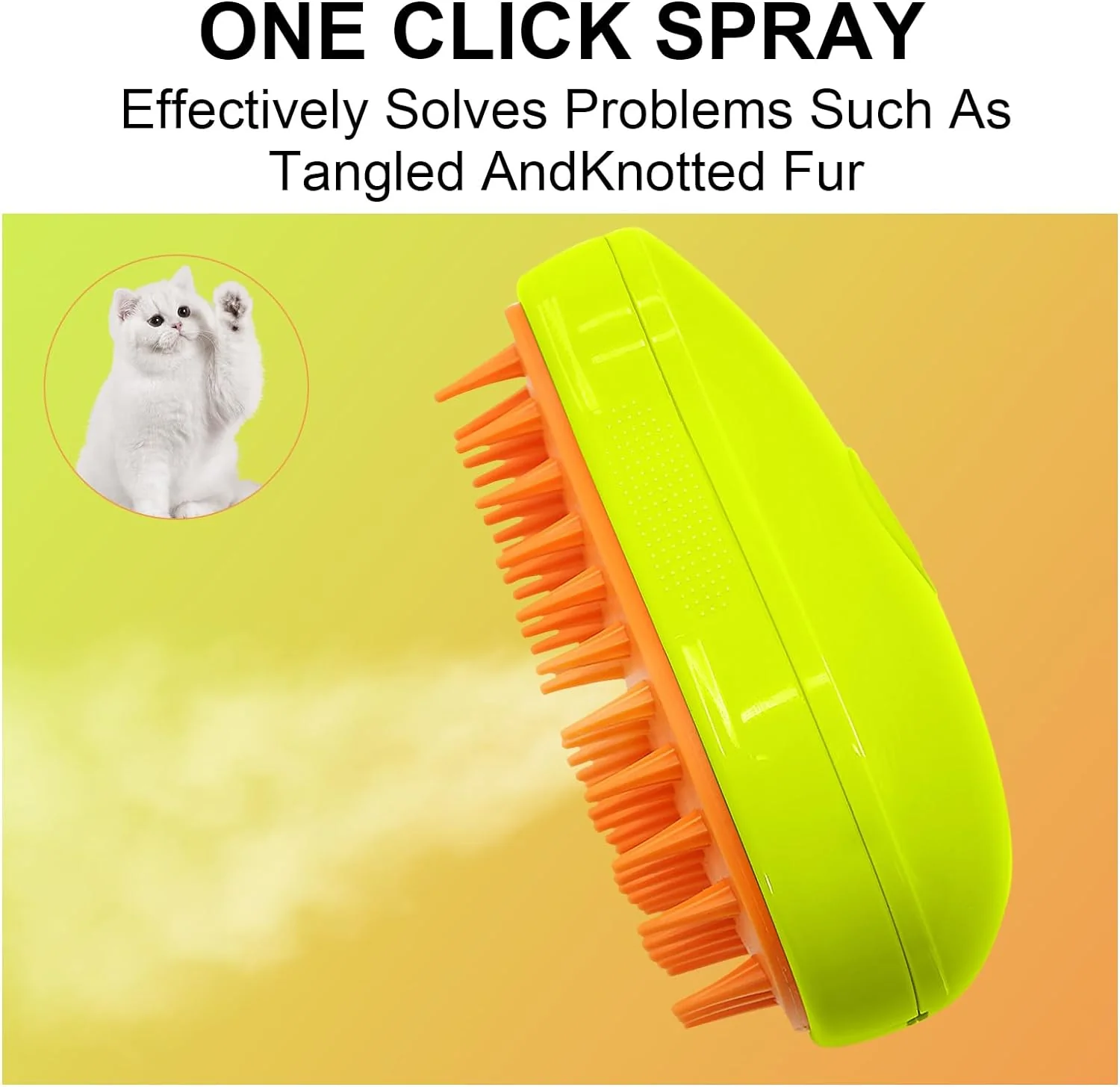 3-in-1 Cat Steamy Brush – Self-Cleaning Pet Grooming & Hair Removal Comb - Image 8