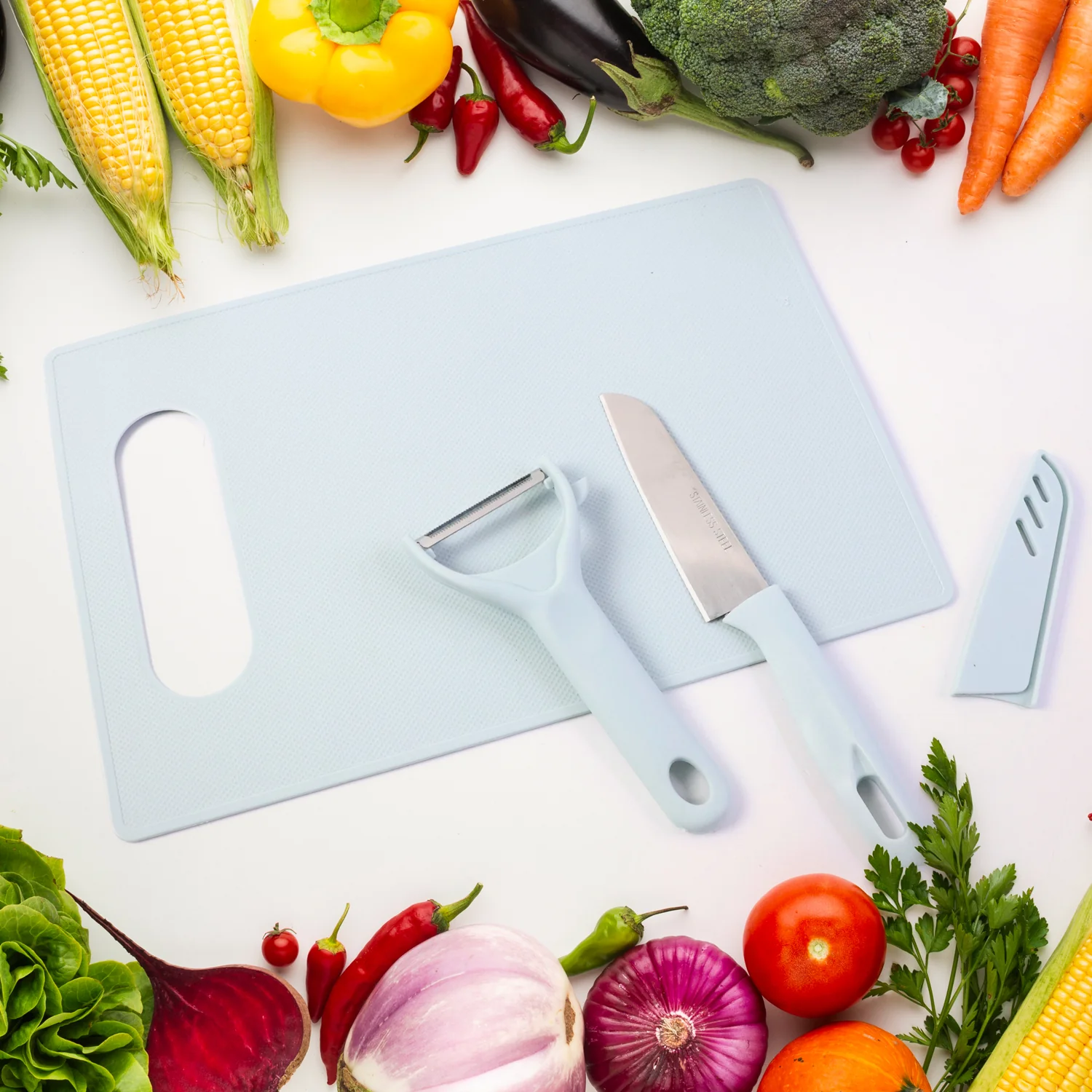 3 in 1 Kitchen Knife & Chopping Board Set (1 Set) - Image 3