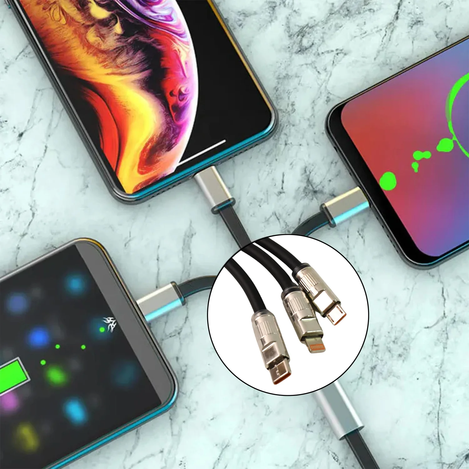 3 in 1 Multi Super Fast Charging Cable (1 Pc / 2 Mtr.) - Image 3