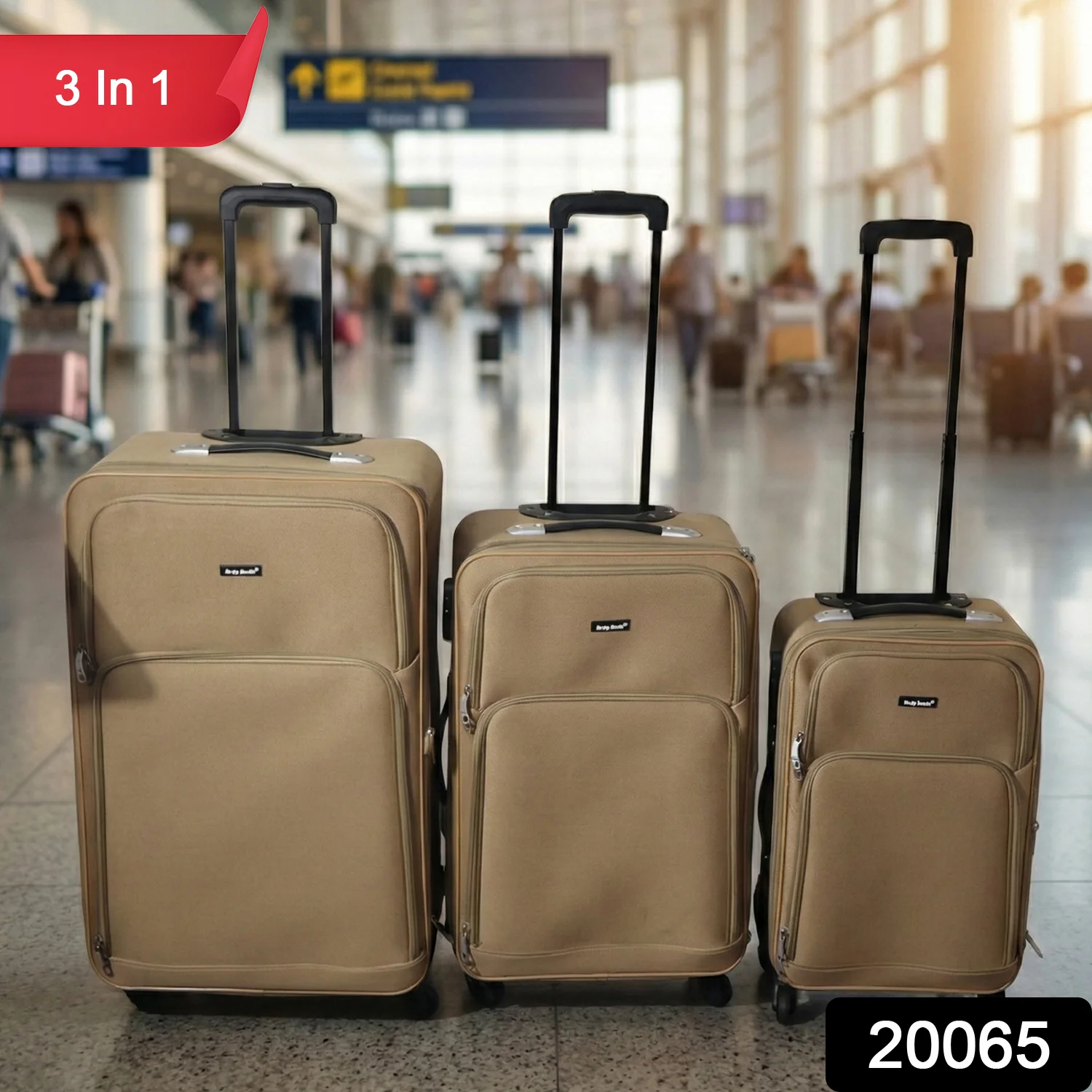 3 In 1 Soft side Trolley Luggage Set 3 Piece - Image 2