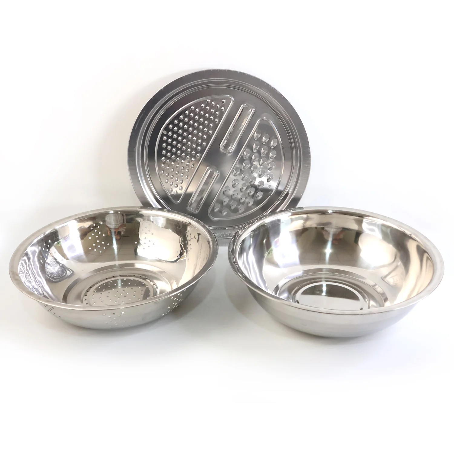 3-in-1 Stainless Steel Mixing, Straining & Grater Bowl Set - Image 5