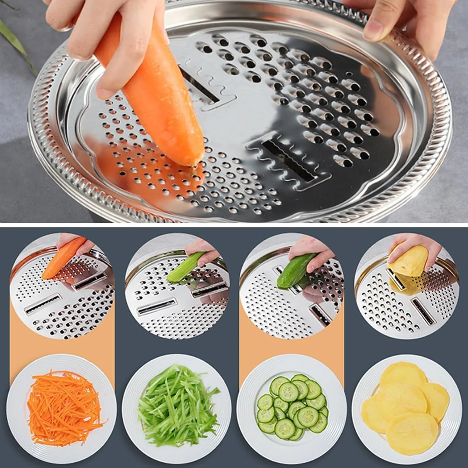 3-in-1 Stainless Steel Mixing, Straining & Grater Bowl Set - Image 6