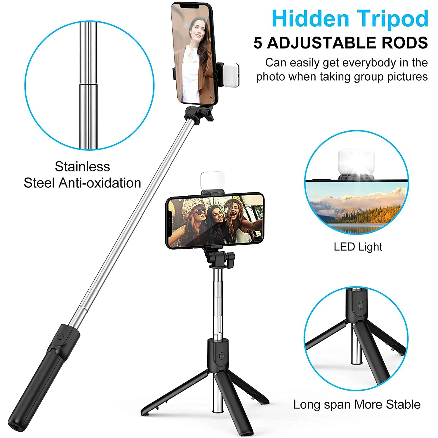 3 in 1 Wired Selfie Stick with Extendable Handle (70 Cm Long) - Image 3