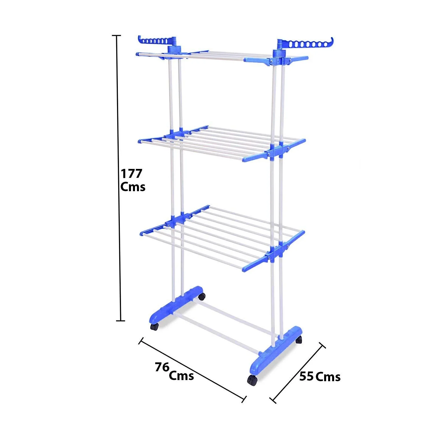 3 Layer Foldable Clothes Drying Stand Rack with Wheels (1 Pc) - Image 6