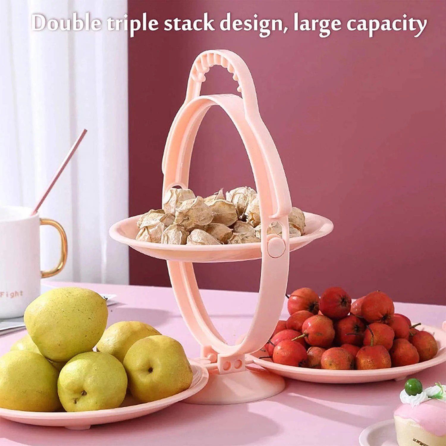 3-Layer Foldable Multi-Purpose Snack, Fruit & Dessert Serving Stand (1 Pc) - Image 4