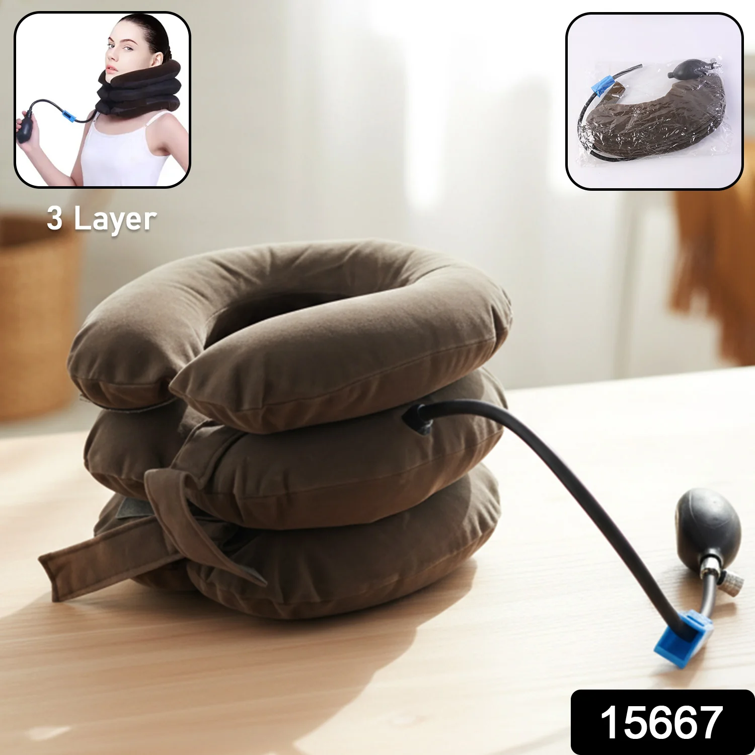 3 Layer Inflatable Cervical Neck Traction Support Collar (1 Pc) - Image 2