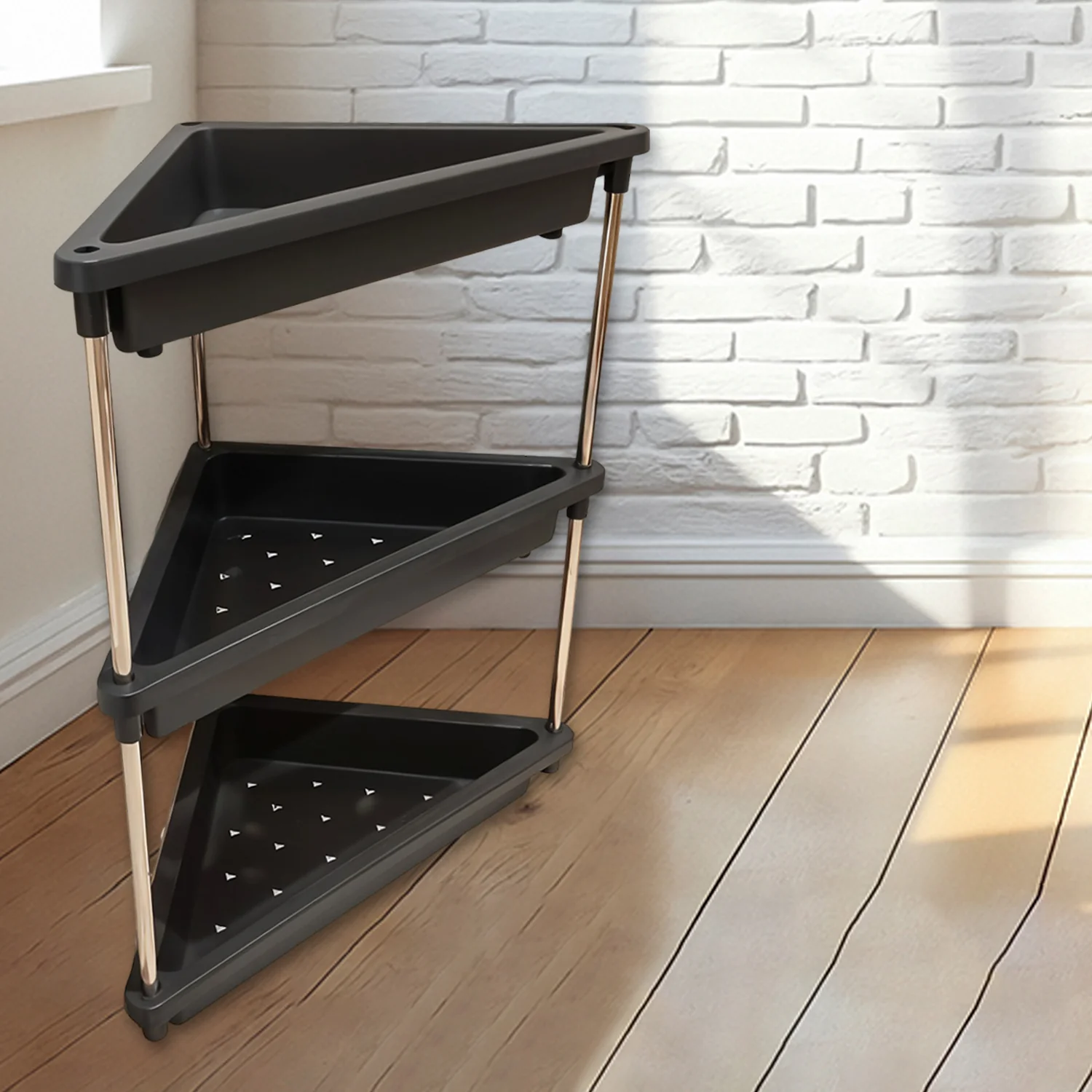 3-Layer Multipurpose Plastic Corner Storage Rack - Image 4