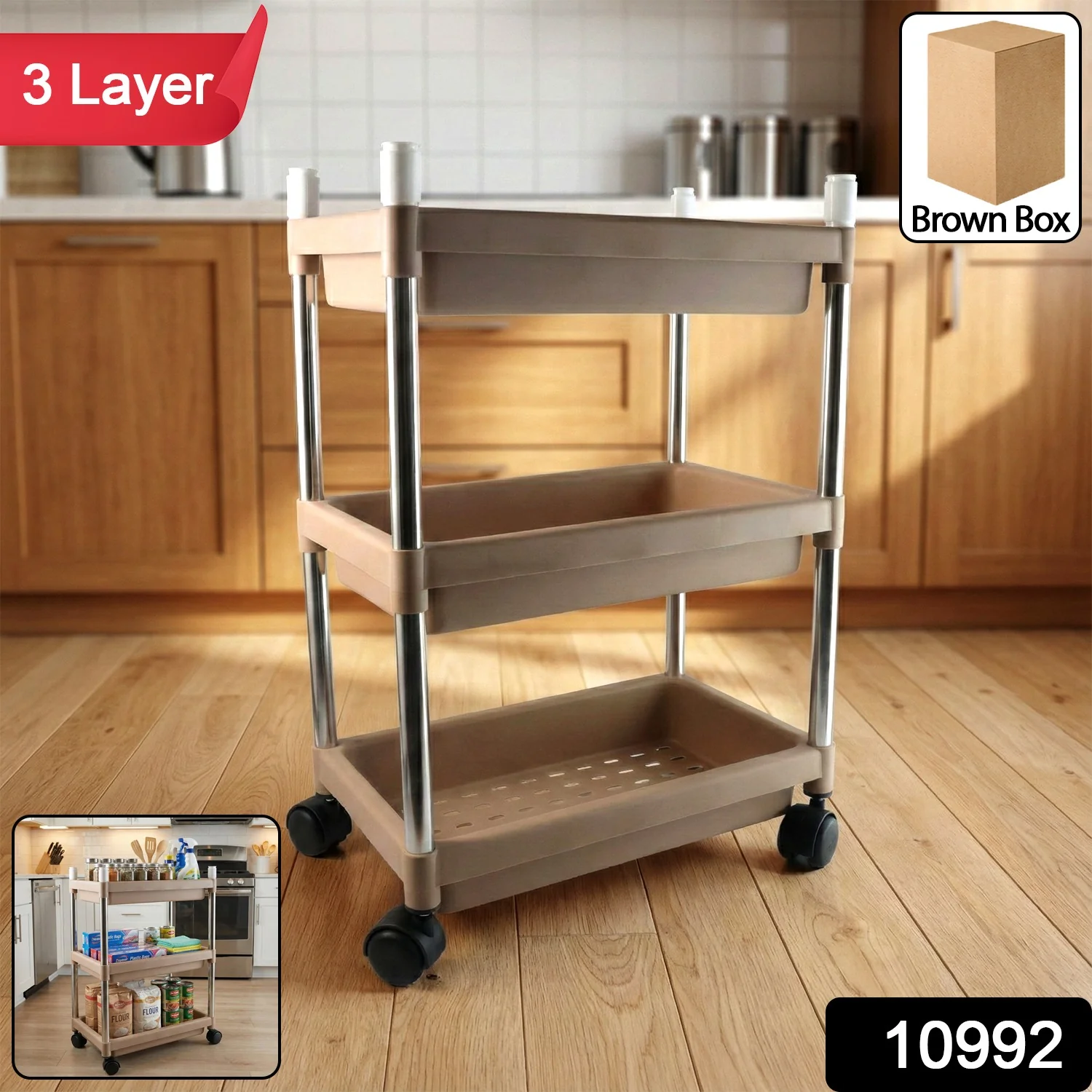 3-Layer Multipurpose Storage Trolley - Image 2