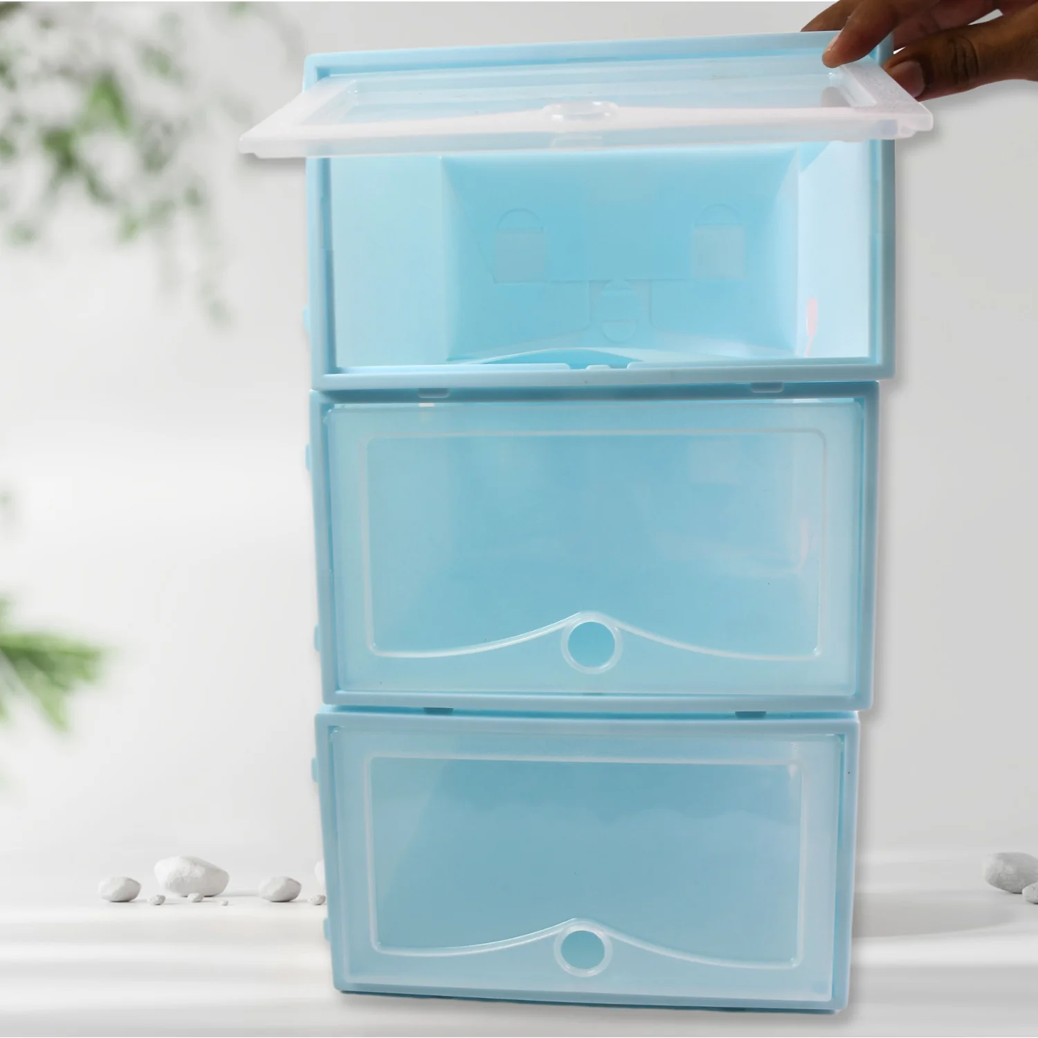 3 Layer Plastic Shoes Storage Box, Stackable Shoe Storage (1 Set / 3 Layer Set) - Image 6