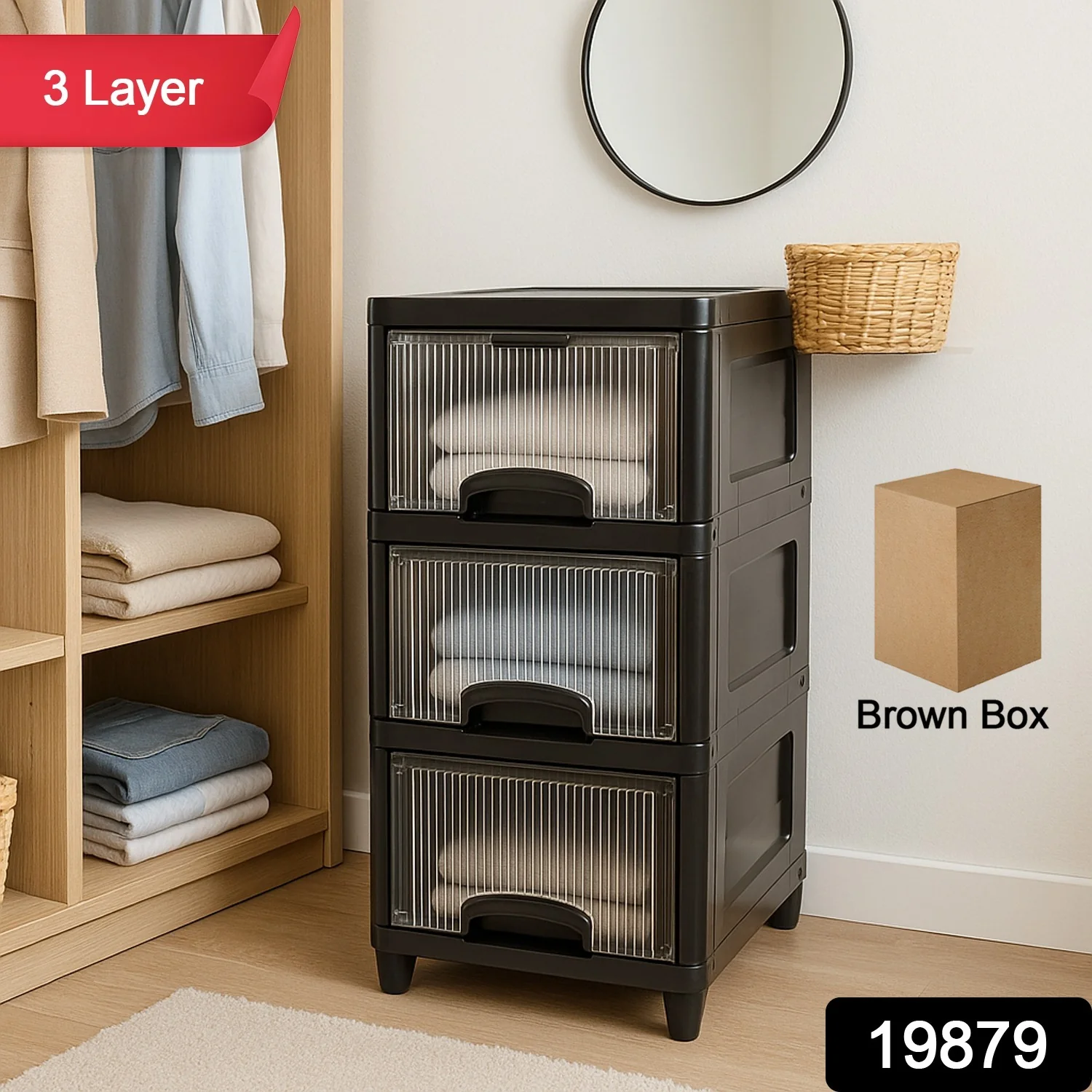 3-Layer Plastic Storage Drawer Cabinet - Image 2