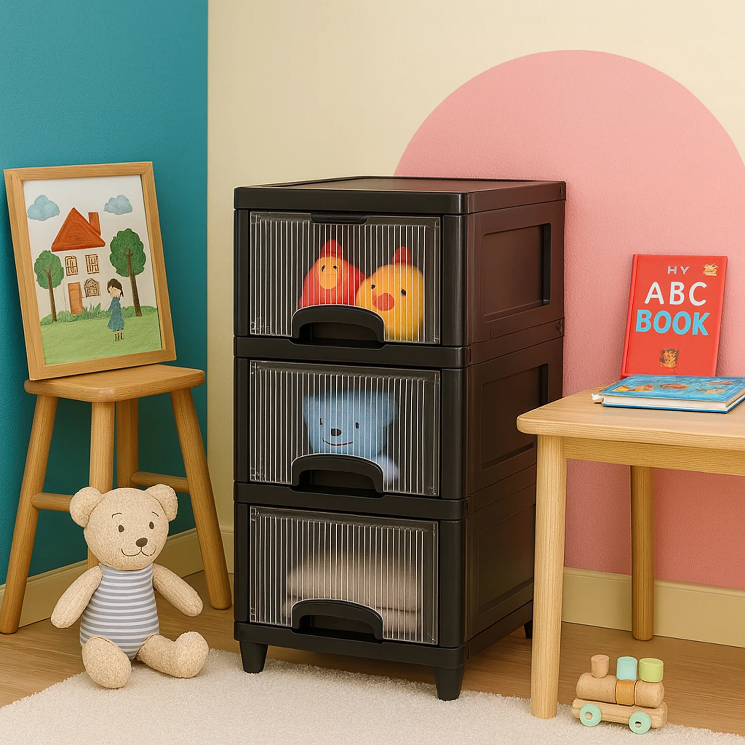 3-Layer Plastic Storage Drawer Cabinet - Image 4