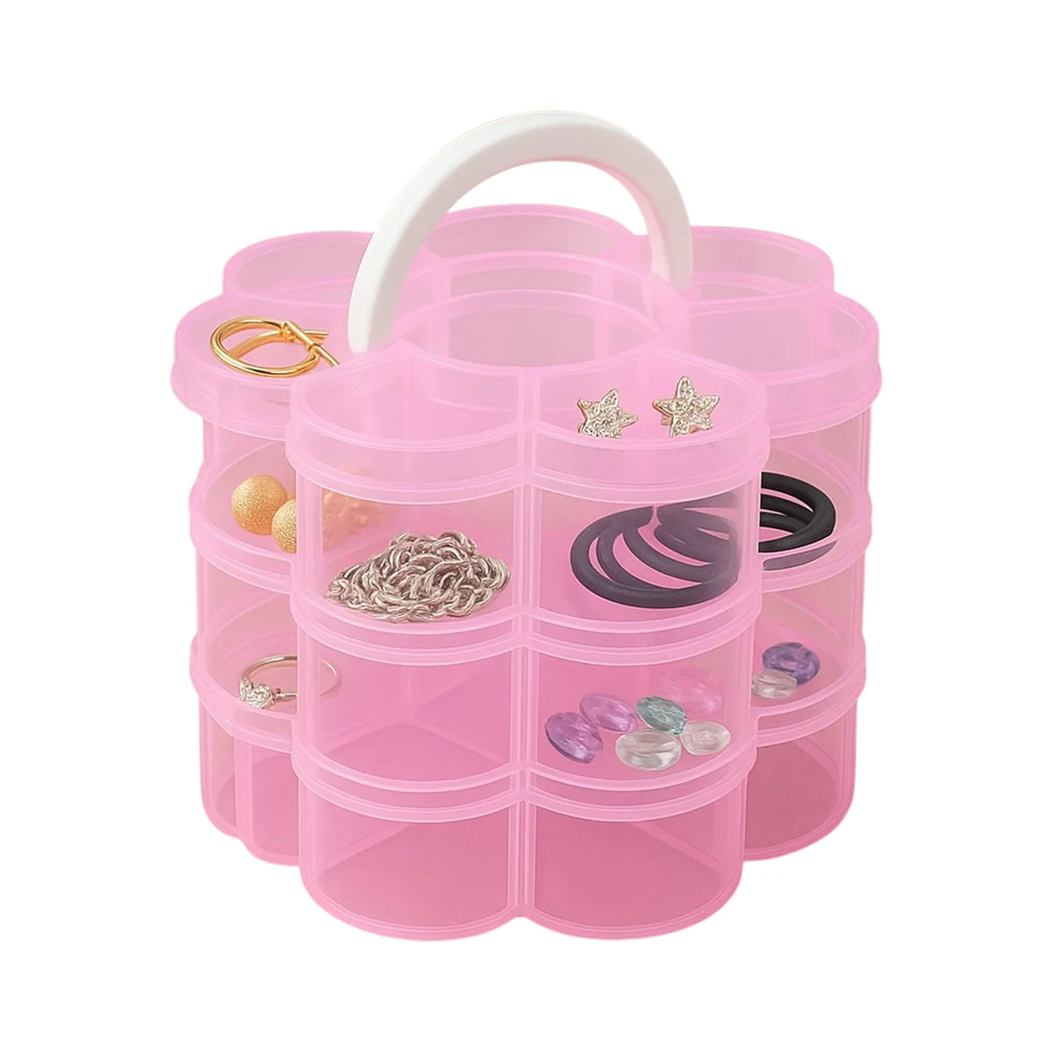 3-Layer Transparent Plastic Flower-Shaped Storage Box with 9 Grids - Image 5