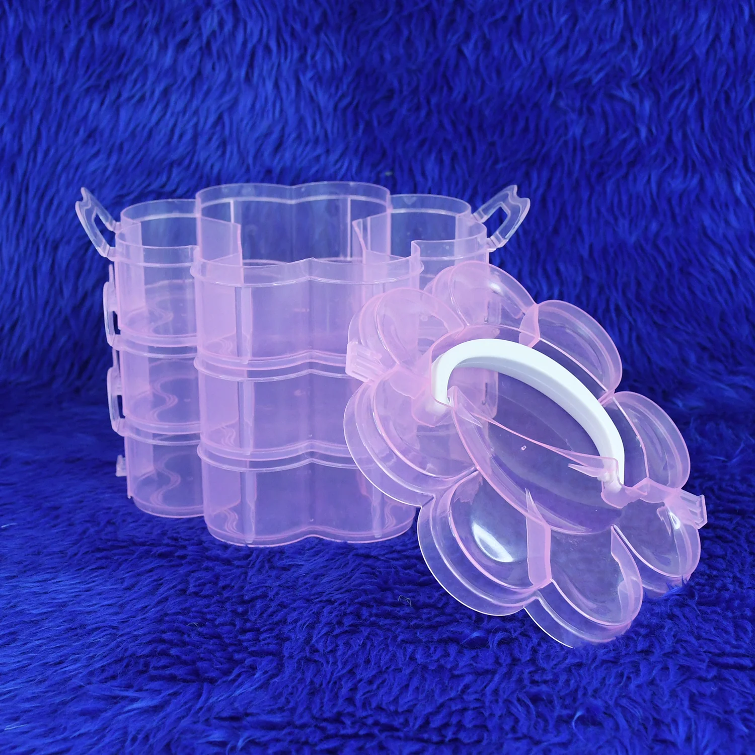 3-Layer Transparent Plastic Flower-Shaped Storage Box with 9 Grids - Image 6