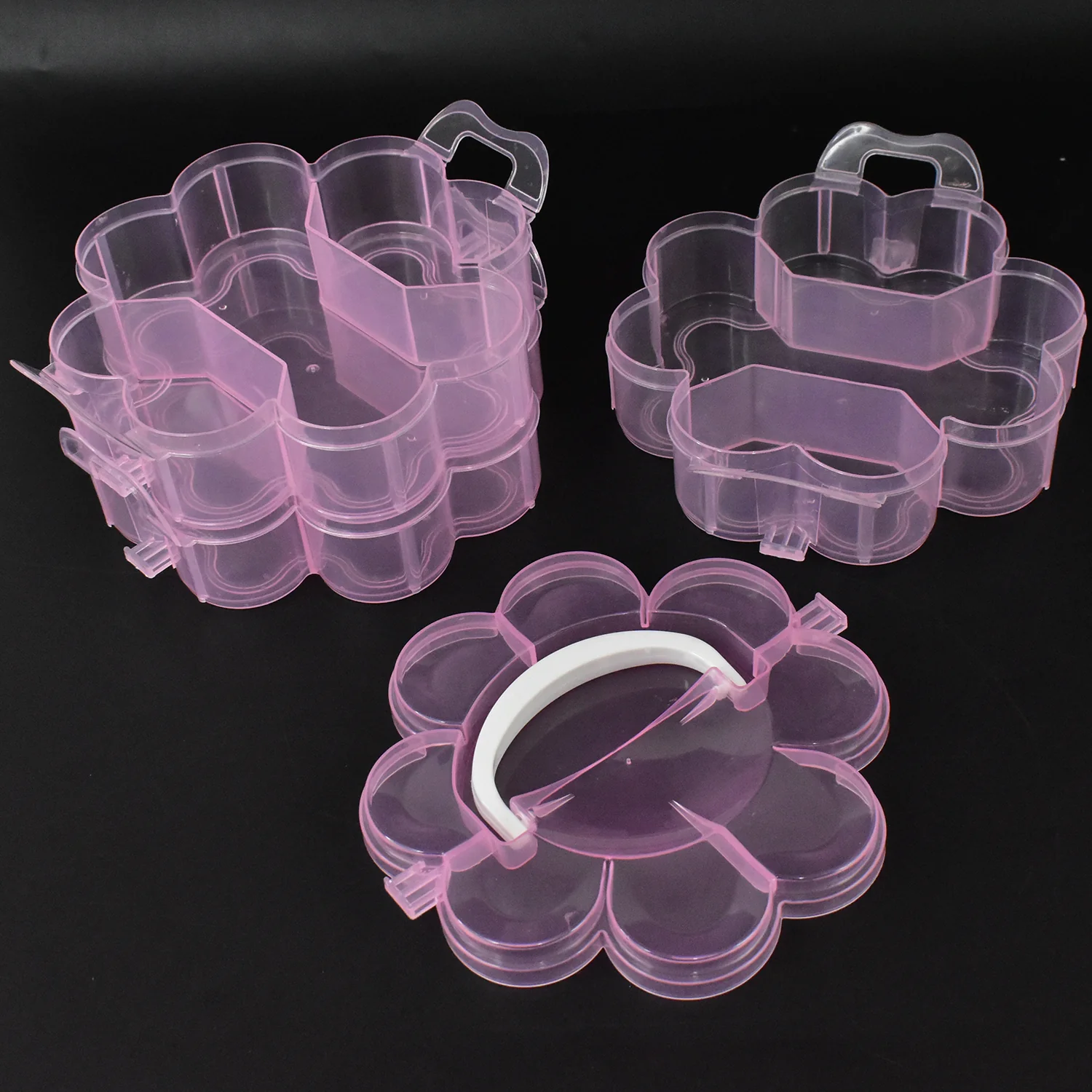 3-Layer Transparent Plastic Flower-Shaped Storage Box with 9 Grids - Image 7