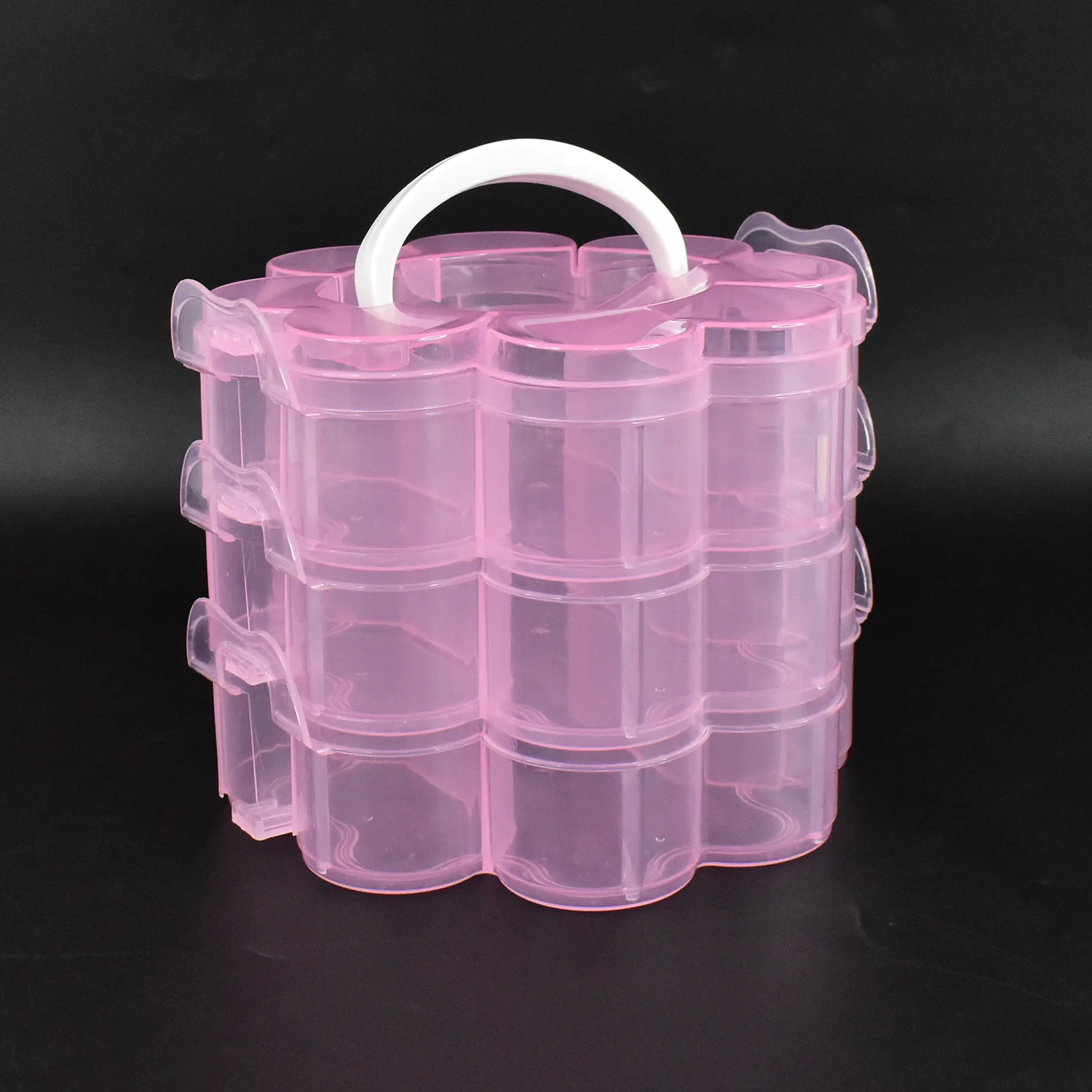 3-Layer Transparent Plastic Flower-Shaped Storage Box with 9 Grids - Image 8