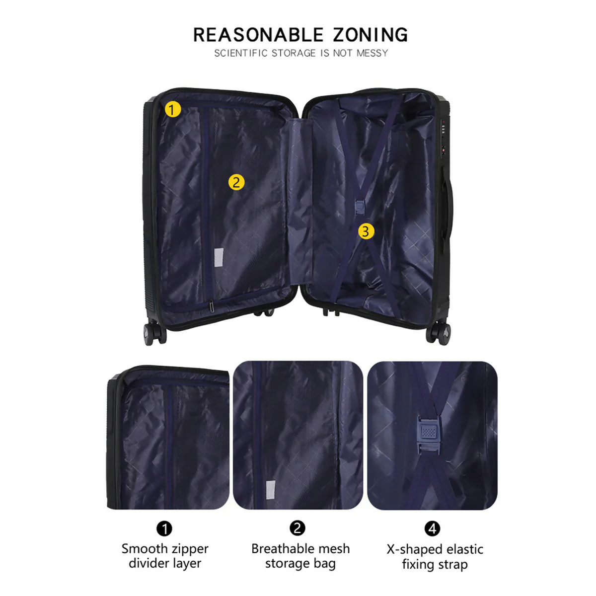 3-Piece Hardshell Luggage Set with Spinner Wheels & TSA Lock - Image 9