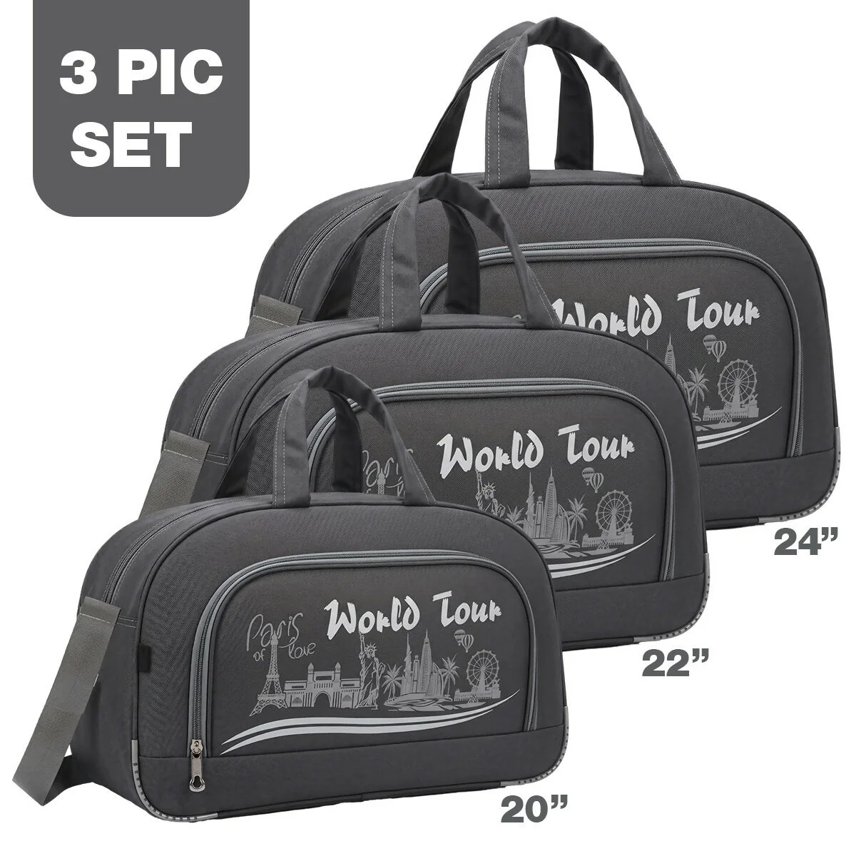 3 Piece Travel Duffel Bag Set – Lightweight Shoulder Strap - Image 7