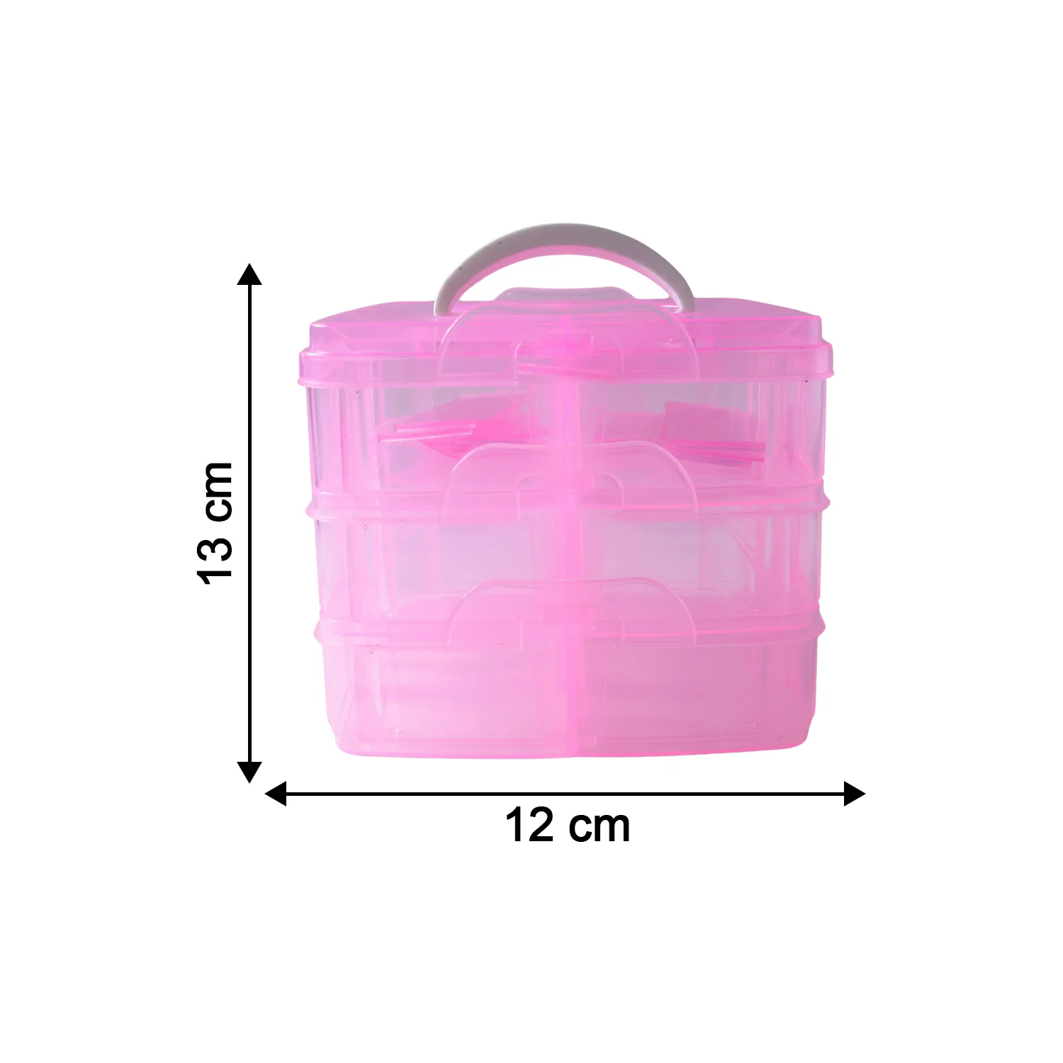3-Tier Transparent Craft Storage Box with 18 Adjustable Compartments - Image 6