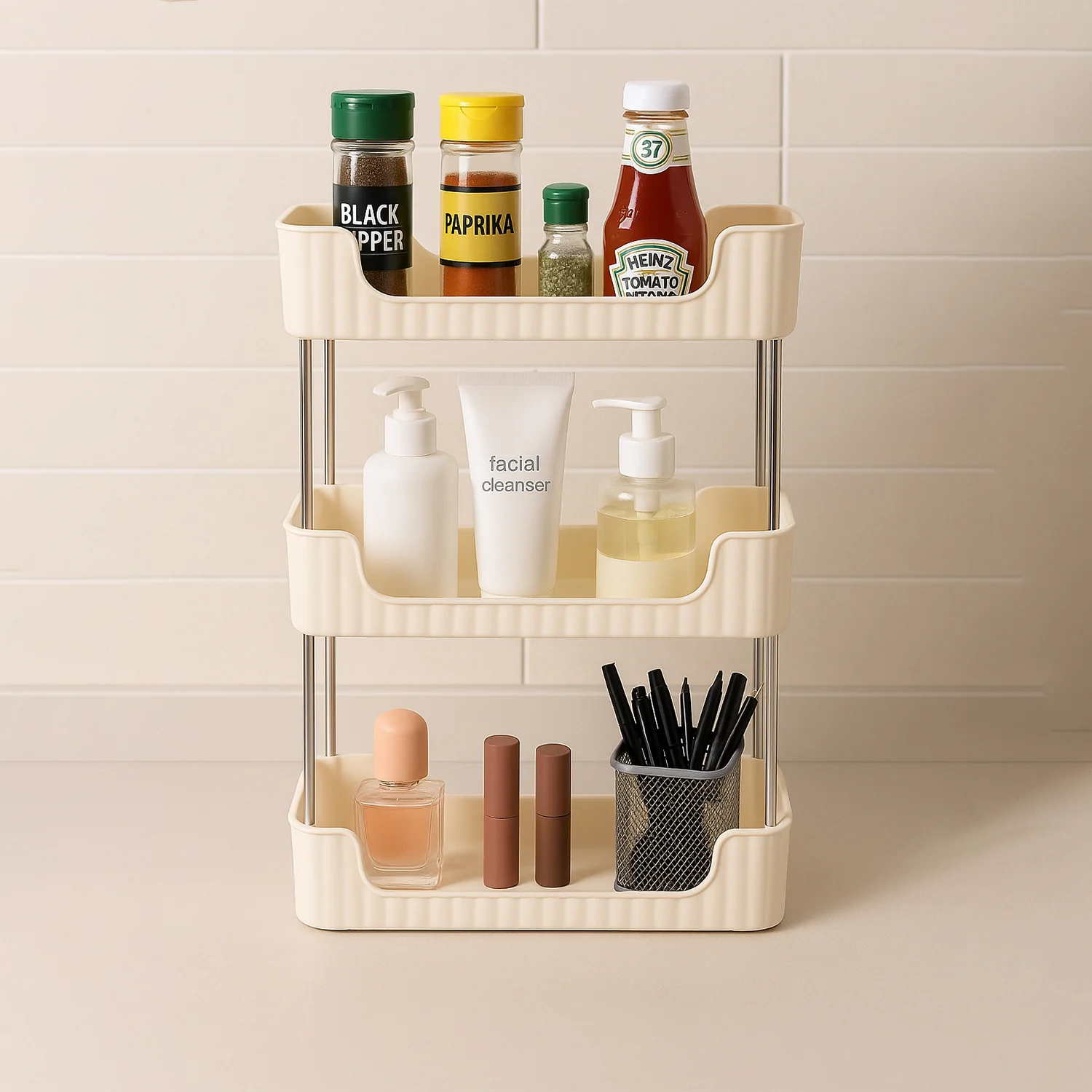3-Tier Multipurpose Storage Organizer Rack Shelf (1 Set) - Image 7
