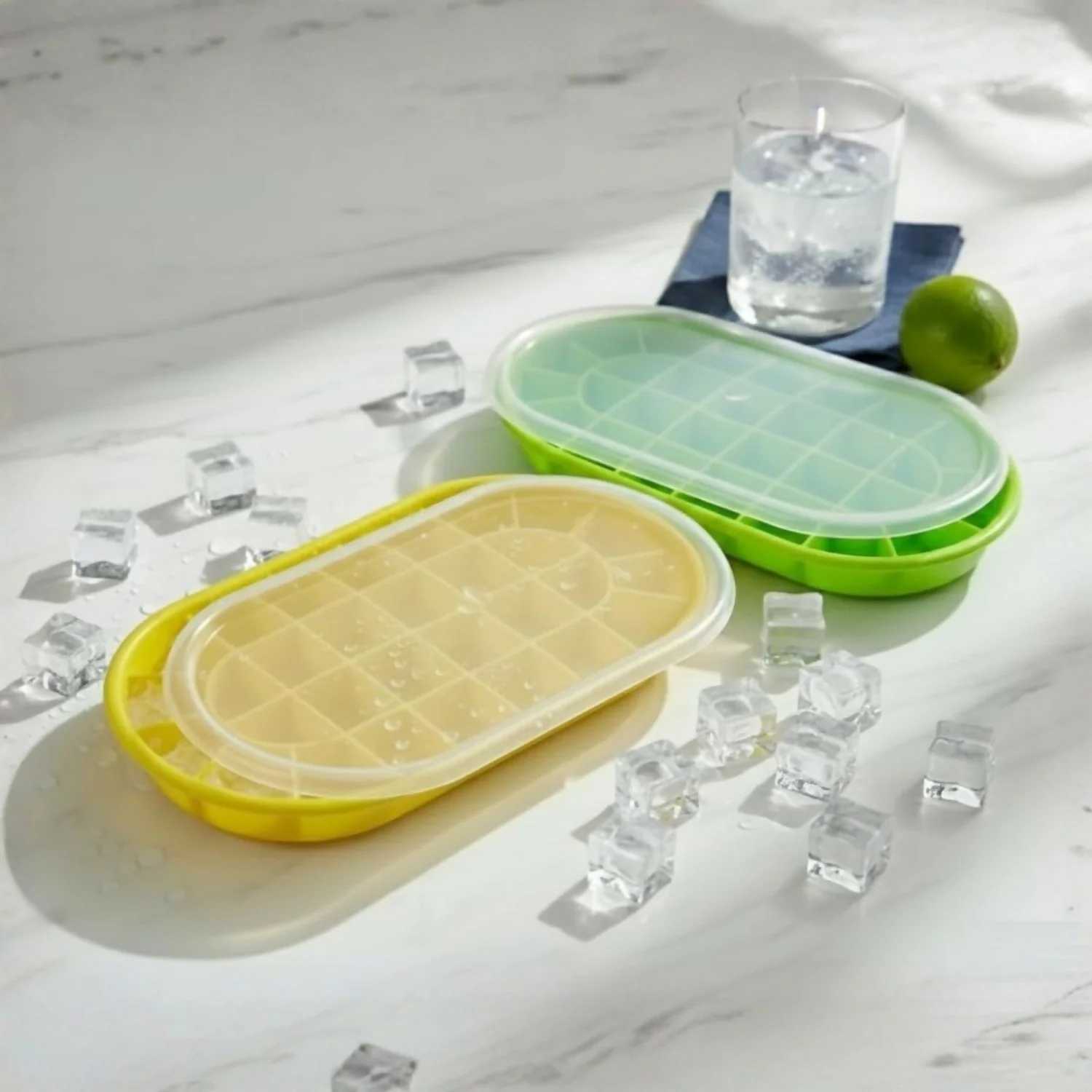 30 Grid Silicone Ice Cube Tray with Lid pack of 2 - Image 2