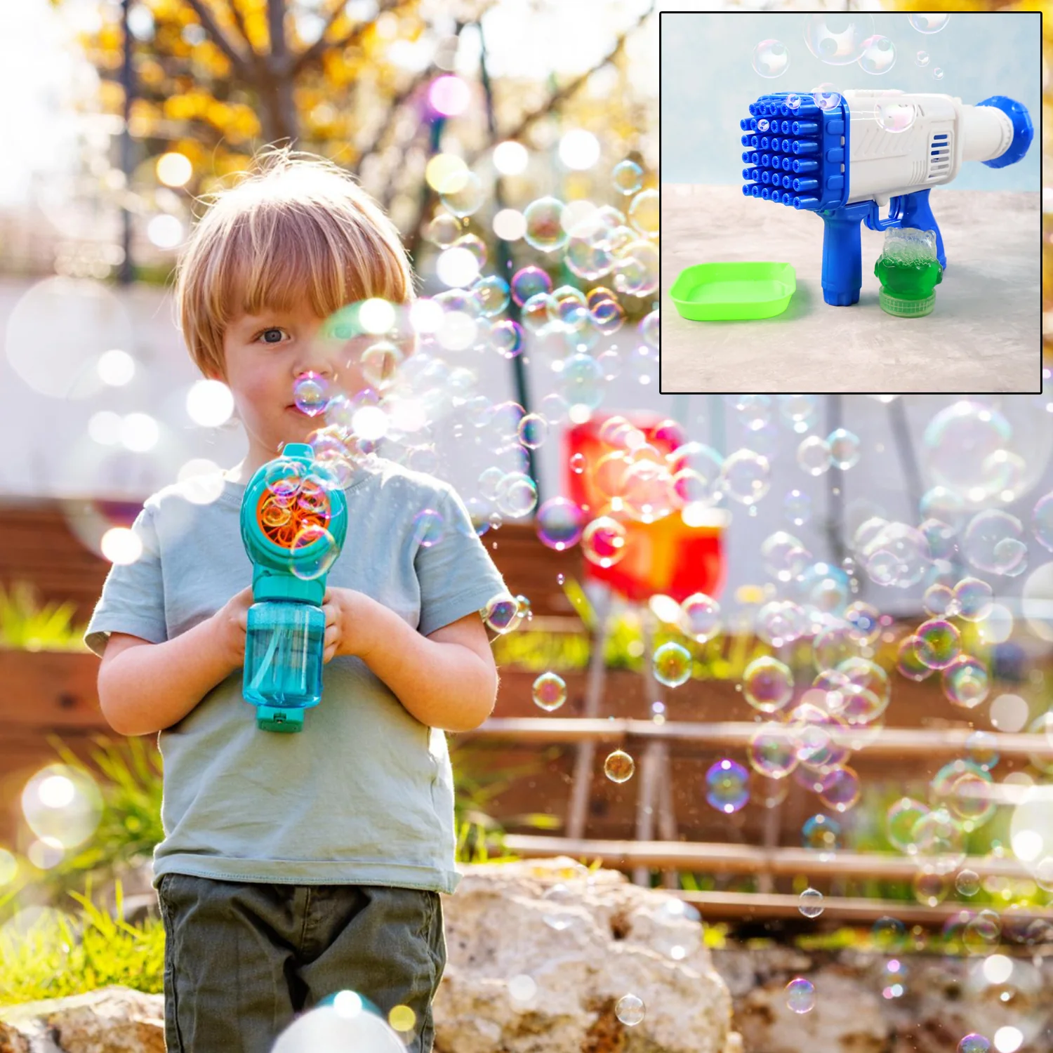32 Holes Big Powerful Machine Bubble Gun Toys (1 Set) - Image 8