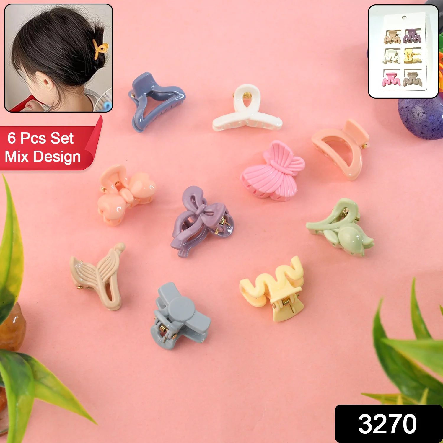 Hair Clips for Girls Kids Hair Accessories (6 Pcs Set), Hair accessories (Mix Design) - Image 2