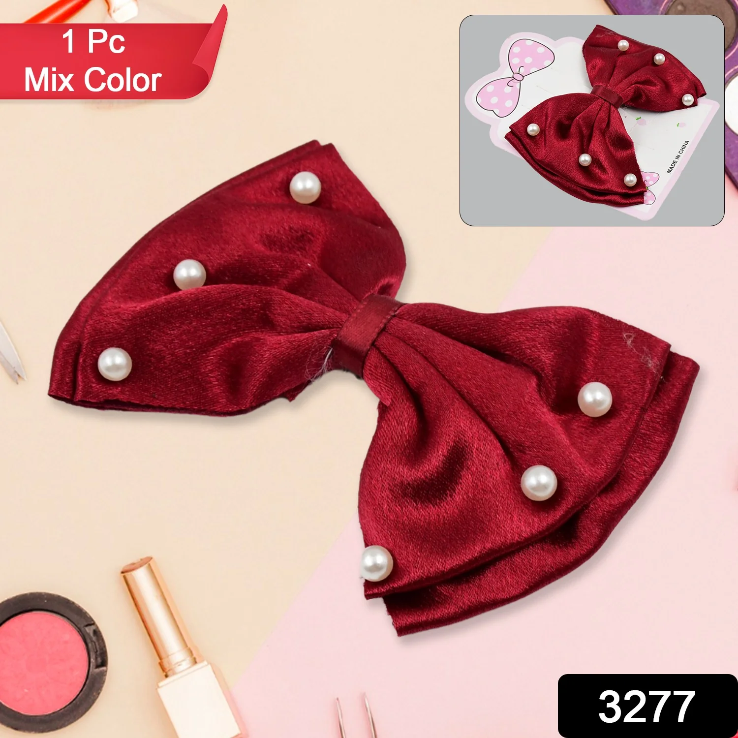 Hair Bow Knot Clip Suitable For Girls (1 Pc / Multicolour), Hair accessories - Image 2