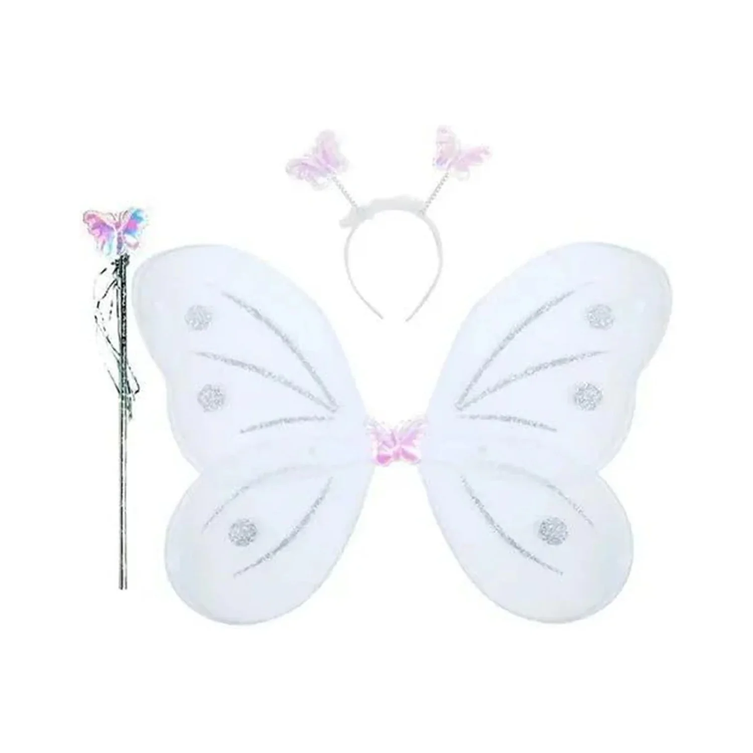 Baby Girl Fairy Nylon Butterfly Wings Wand Hairband Multi Color 1 Pc - Image 3