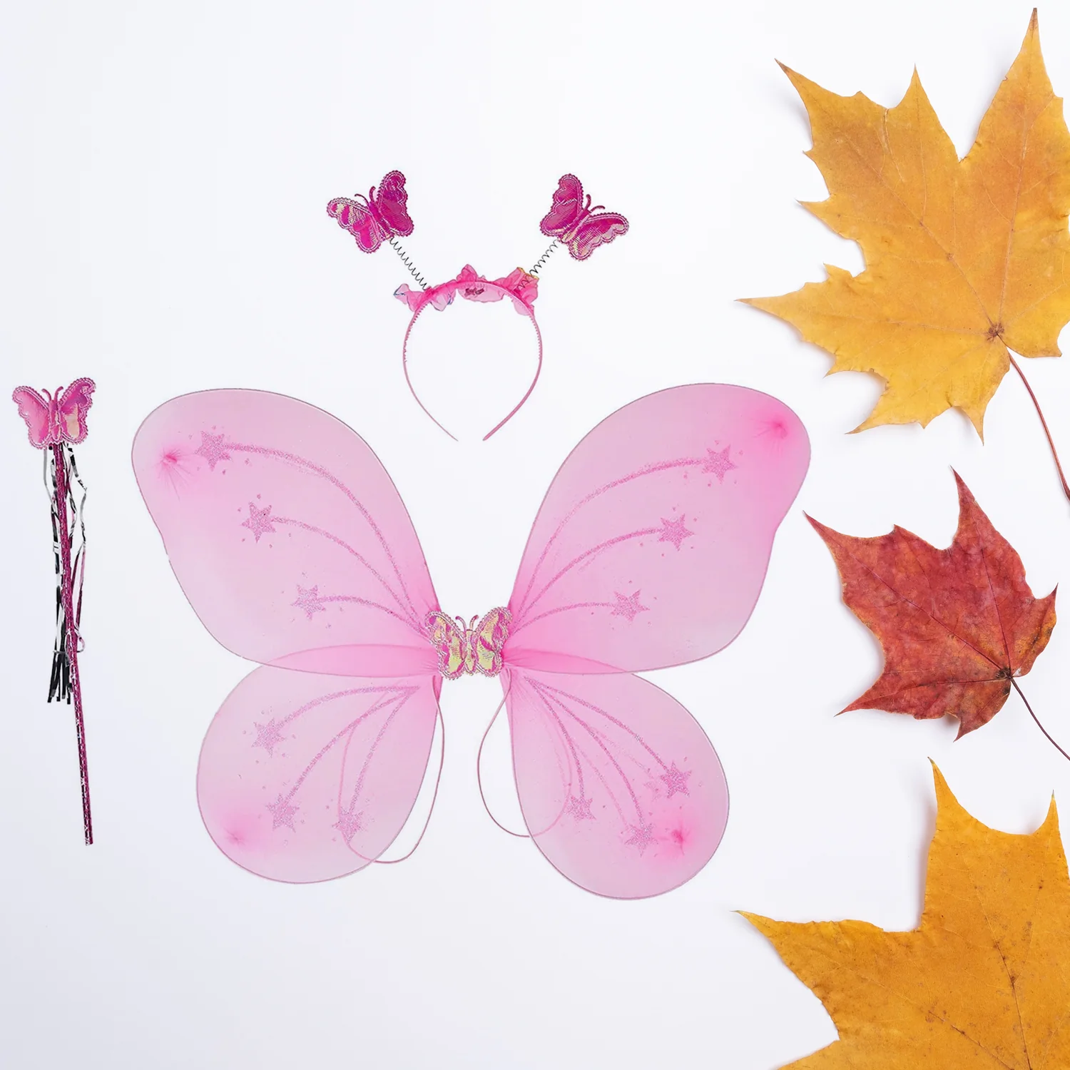 Baby Girl Fairy Nylon Butterfly Wings Wand Hairband Multi Color 1 Pc - Image 4