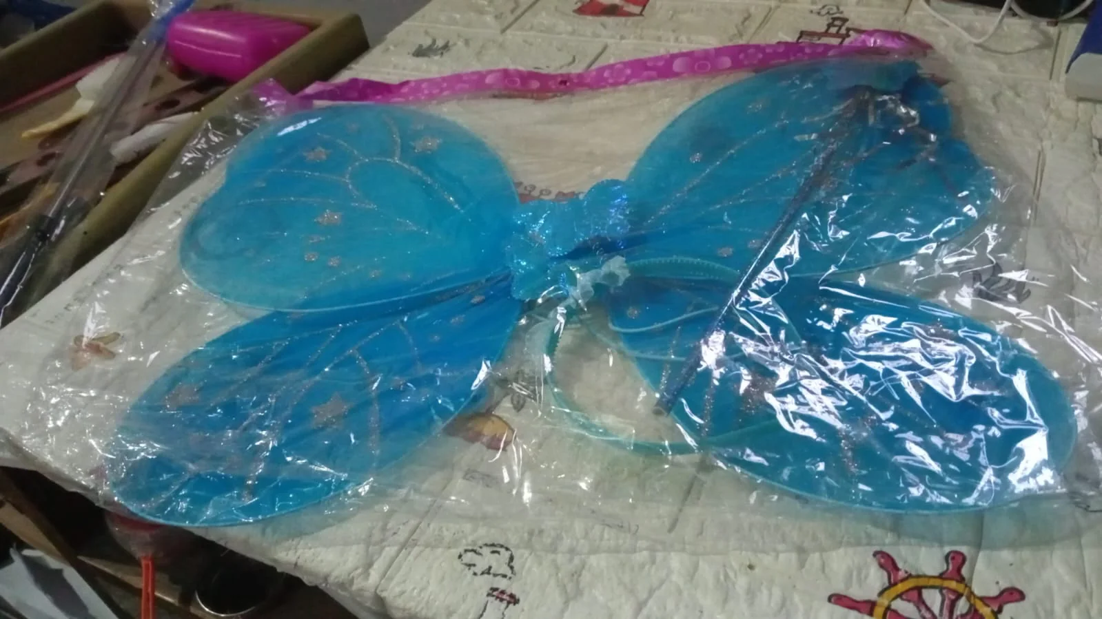 Baby Girl Fairy Nylon Butterfly Wings Wand Hairband Multi Color 1 Pc - Image 7