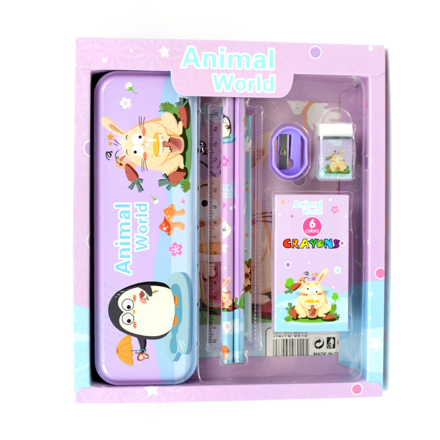 Stationery Kit for Kids - Metal Pencil Box, Sharpener, Pencil & Eraser (12 Pc Set) - Image 6
