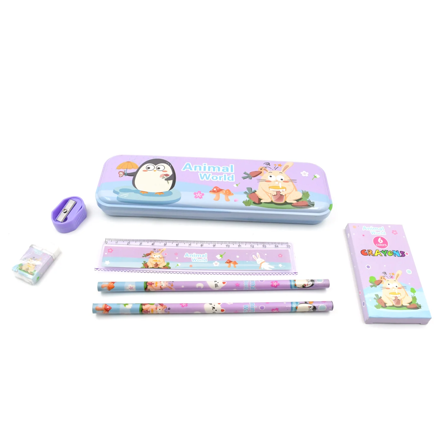 Stationery Kit for Kids - Metal Pencil Box, Sharpener, Pencil & Eraser (12 Pc Set) - Image 7