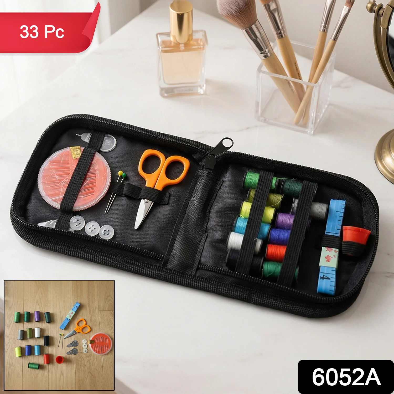 33 Pc Mini Sewing Kit with Zipper Case Portable Stitching Kit - Image 2