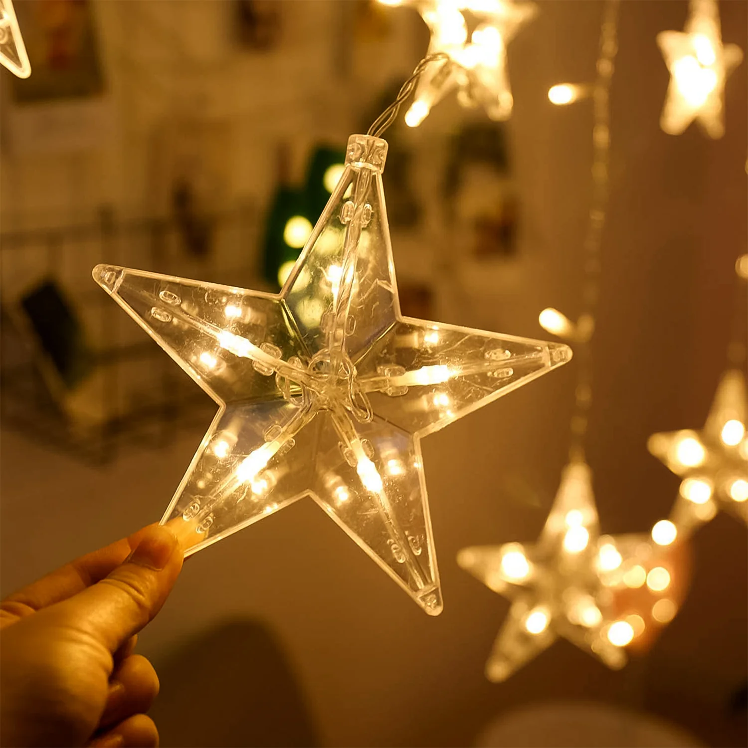 LED Curtain String Lights LED Christmas Light Indoor and Outdoor Light (Warm White / With Box) - Image 3