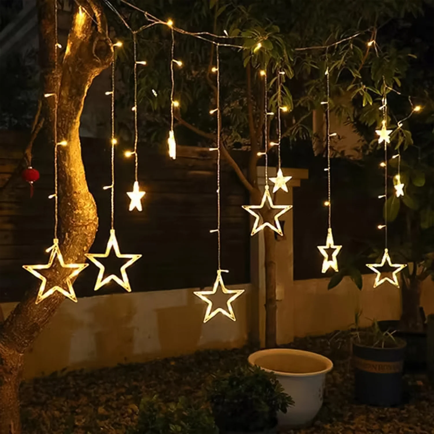 LED Curtain String Lights LED Christmas Light Indoor and Outdoor Light (Warm White / With Box) - Image 6