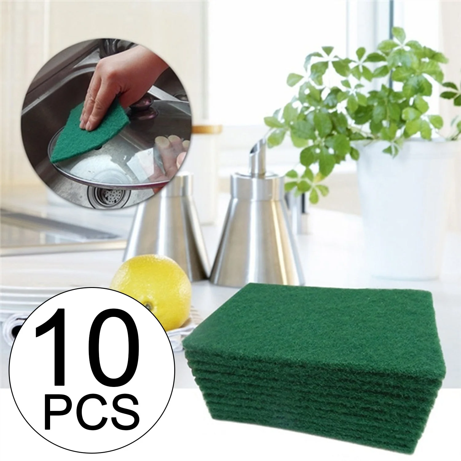 Scrub Sponge Cleaning Pads Aqua Green  10PCS - Image 4
