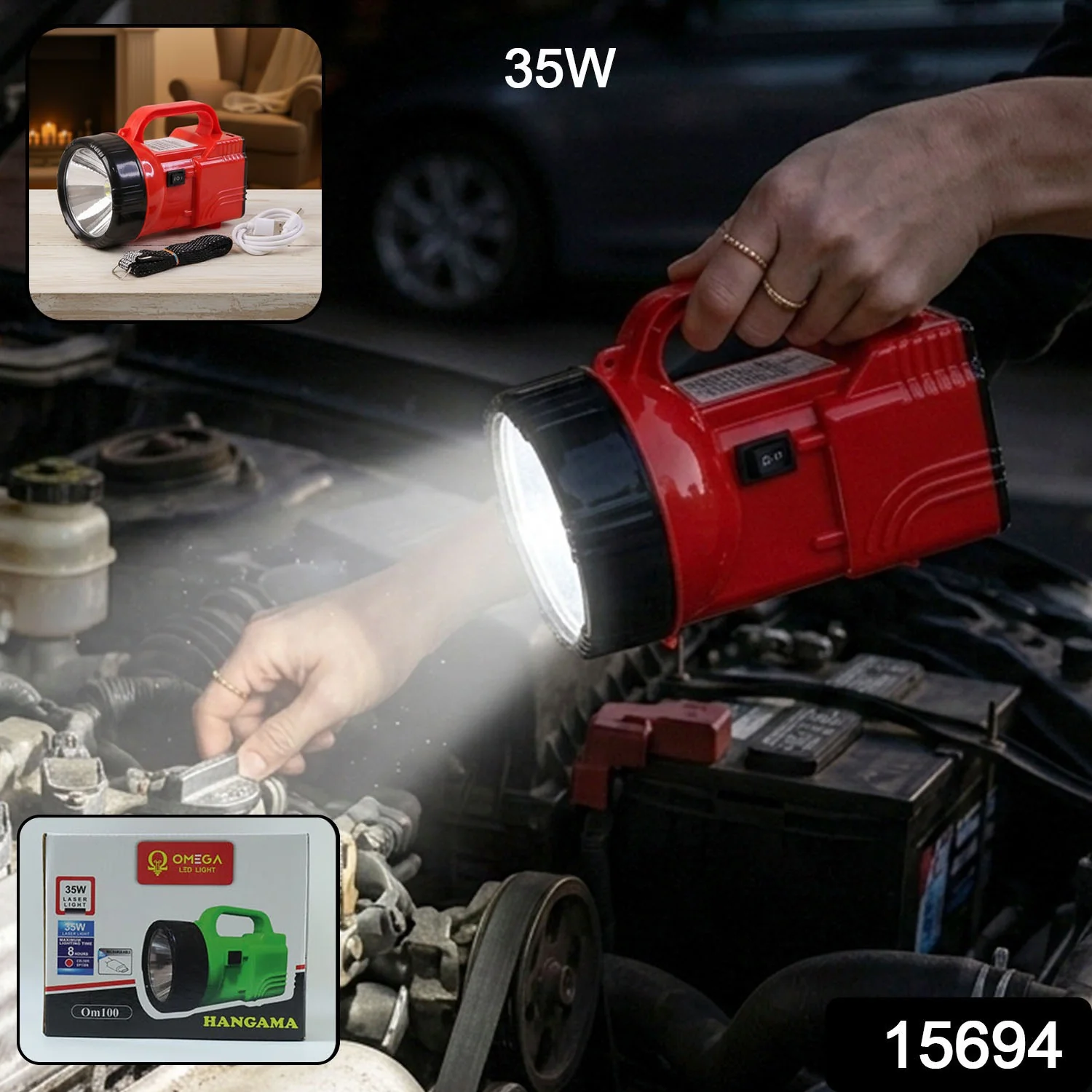 OMEGA 35W High Power Rechargeable LED Emergency Laser Light (1 Pc, 35W) - Image 2