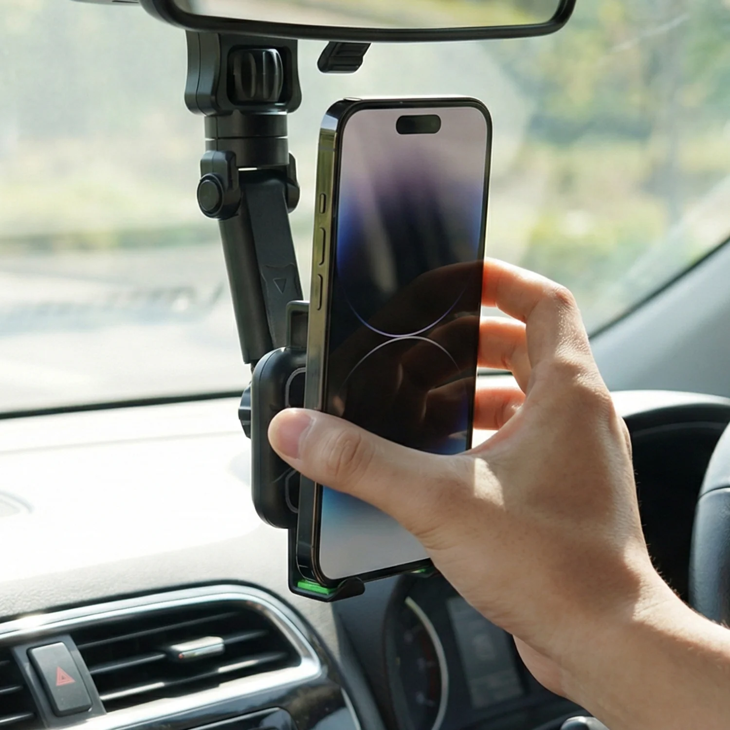 360 Degree Adjustable Rearview Mirror Car Mobile Phone Holder (1 Pc) - Image 7