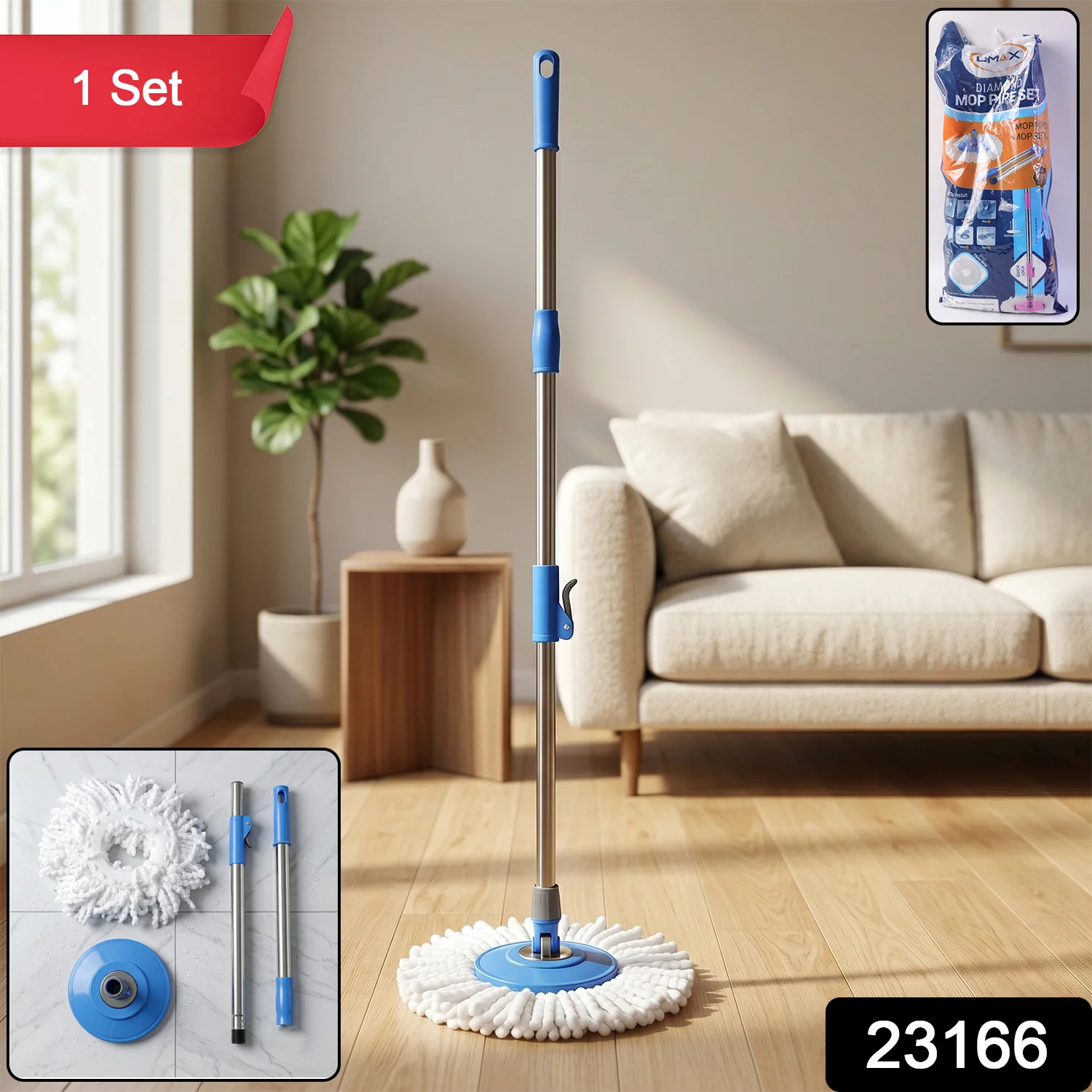 Best 360 Rotate Stainless Steel Handle Spin Mop Set for Floor - Image 2