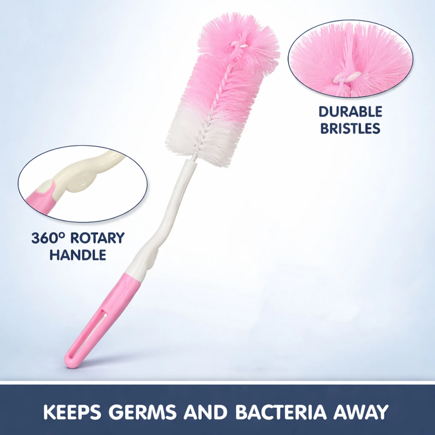 Bottle & Nipple Cleaning Brush with 360° Rotary Handle (1 Pc) - Image 8