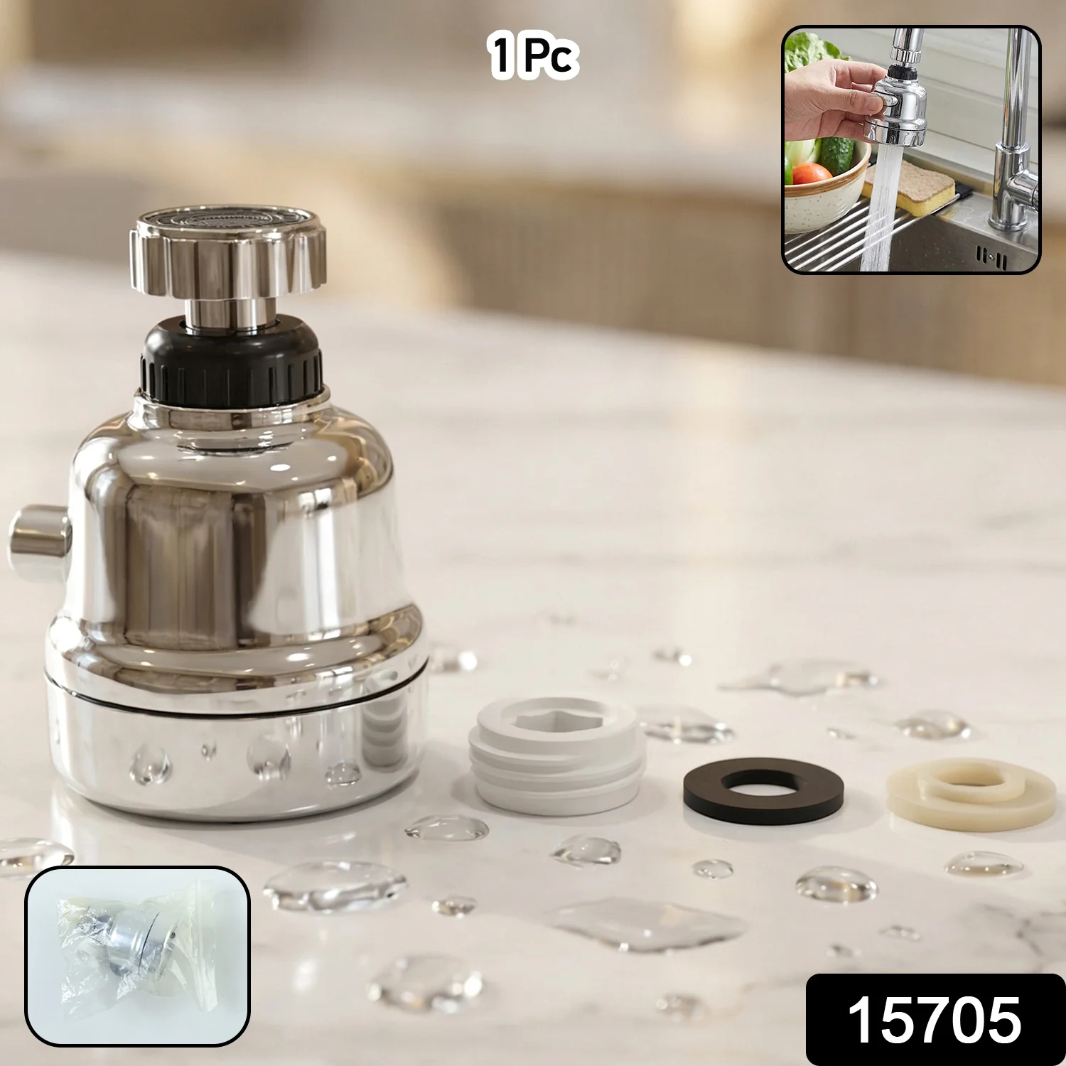 360° Rotating Kitchen Faucet Sprayer Head (1 Pc) - Image 2