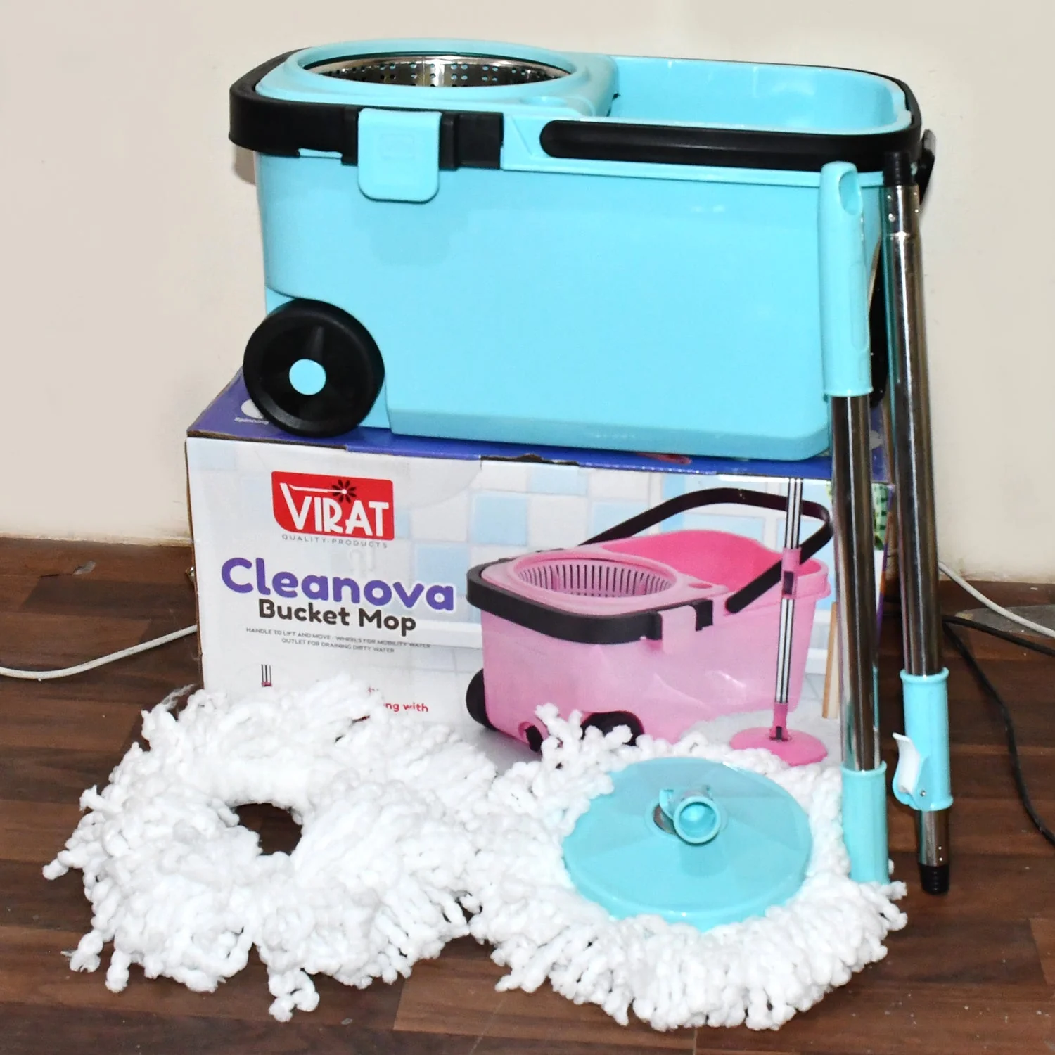 360° Spin Mop with Super Absorbent Microfiber Heads (1 Set) - Image 11