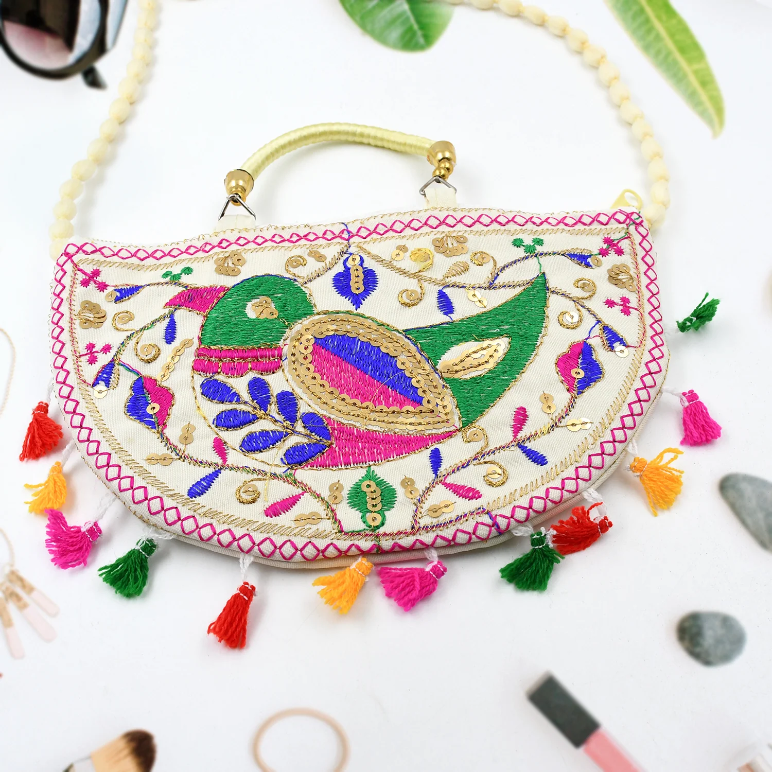 Traditional handbag, Rajasthani Jaipuri Cotton Bag (1 Pc) - Image 4