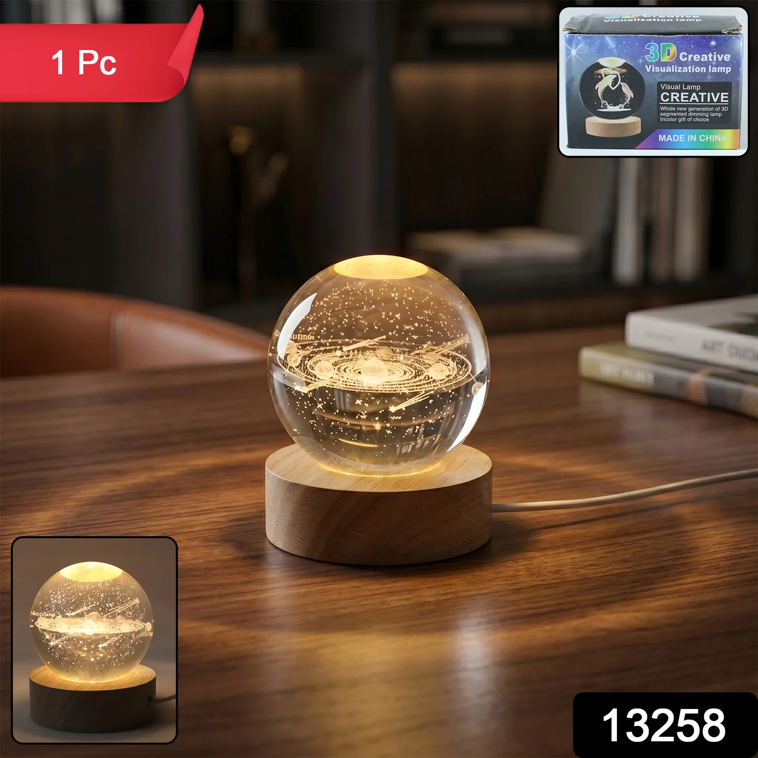 3D Astronomy Night Lamp Crystal Ball lamps With Base (1 Pc) - Image 2