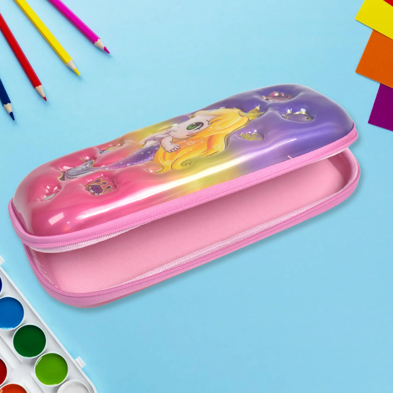 Cute Cartoon Printed Hard Shell Pencil Case with Zipper Closure (1 Pc) - Image 9