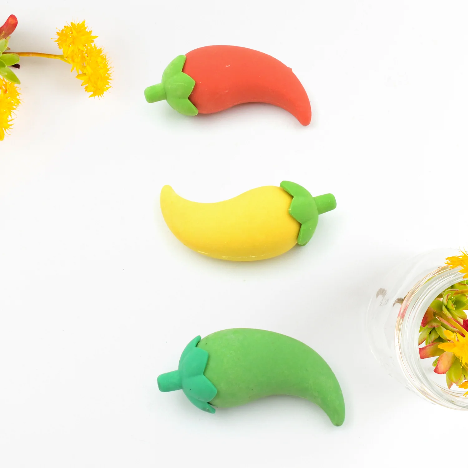 3D Fancy Colorful Chili Shape Erasers – Mini Novelty Eraser Set (3 Pc) - Image 6