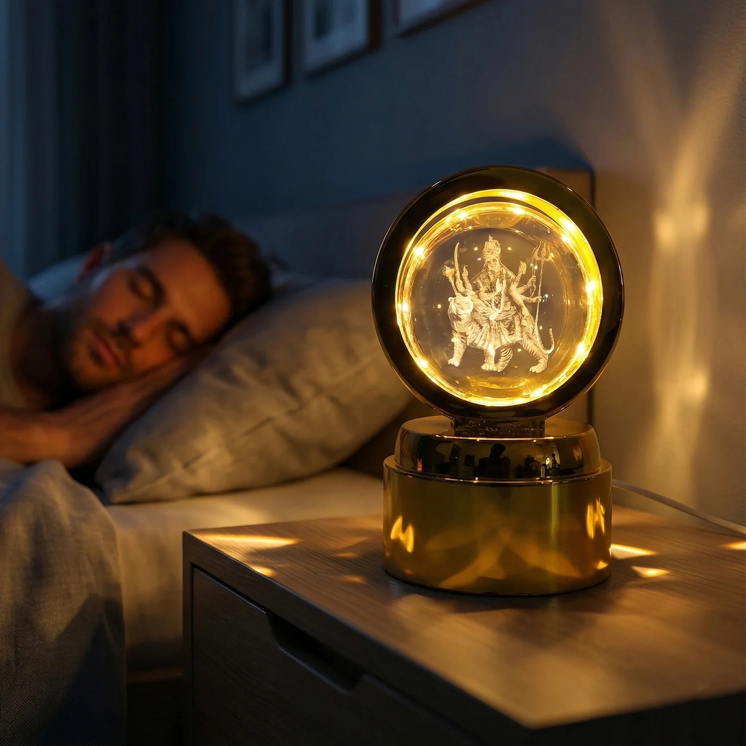 3D Crystal Ball LED Decorative Night Lamp with Goddess Design (1 Pc) - Image 3