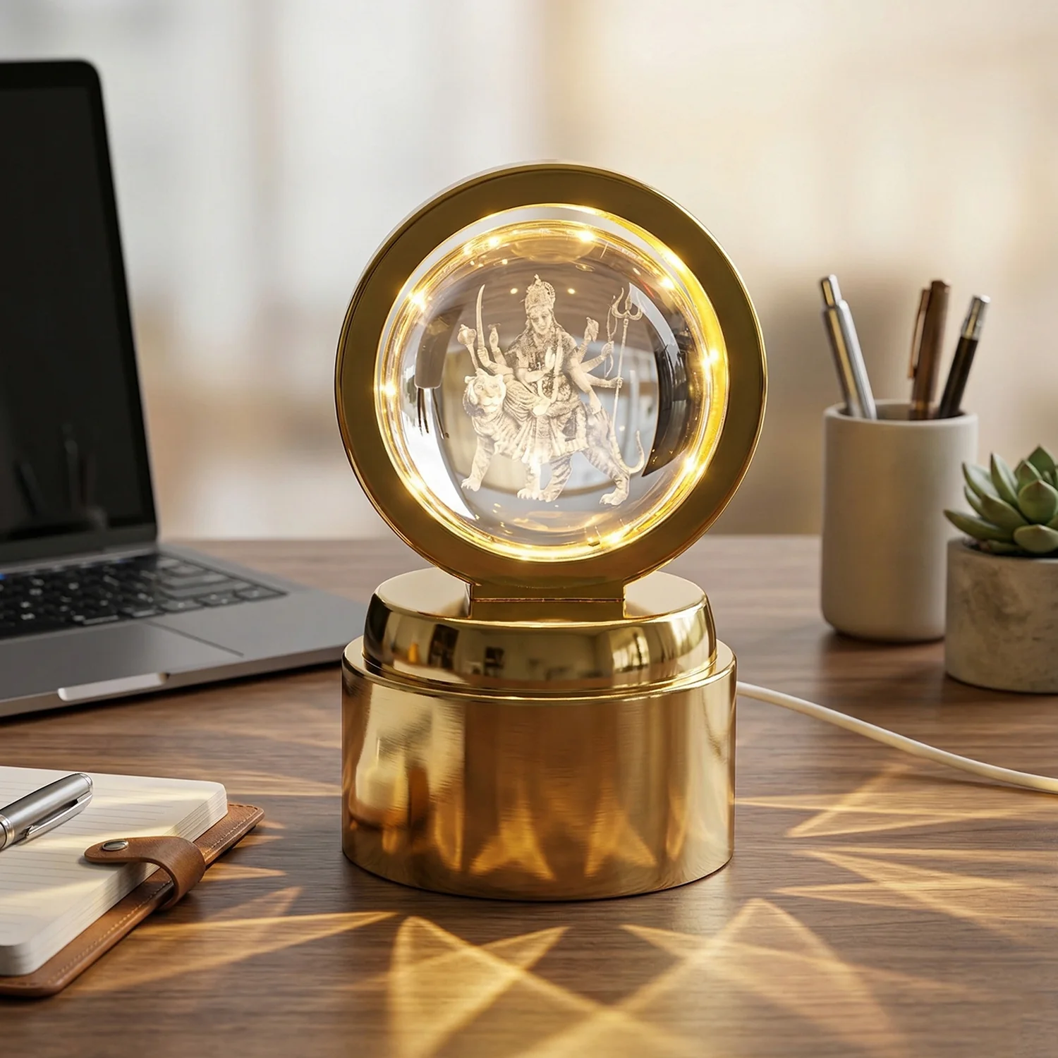 3D Crystal Ball LED Decorative Night Lamp with Goddess Design (1 Pc) - Image 4